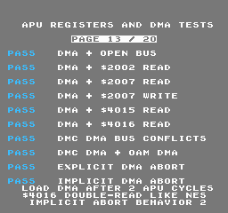 APU Registers and DMA tests